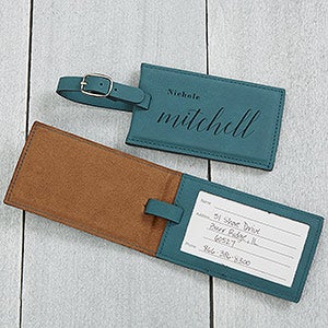 Stylish Name Personalized Teal Bag Tag