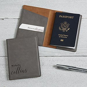 Stylish Name Personalized Grey Passport Holder