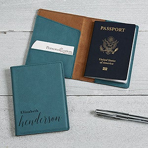 Stylish Name Personalized Teal Passport Holder