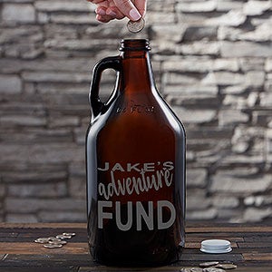 Personalized Beer Growler Piggy Bank For Adults