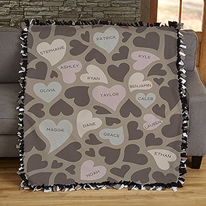 Loving Hearts Personalized 50x60 Tie Blanket