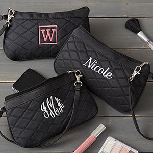 Personalized Embroidered Quilted Wristlet