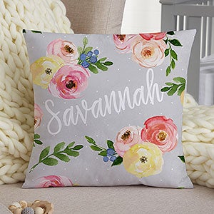 Floral Baby 14 Personalized Throw Pillow