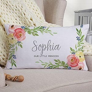 Floral Baby Personalized Lumbar Throw Pillow