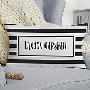 Black & White Personalized Lumbar Baby Throw Pillow