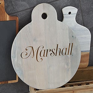 Personalized Round Wooden Serving Paddle - Classic Kitchen