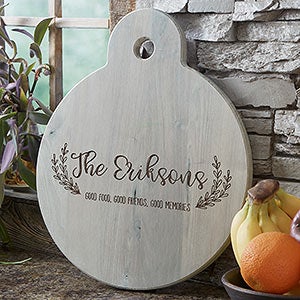 Personalized Round Wooden Serving Paddle - Rustic Farmhouse