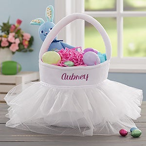 White Tutu Personalized Easter Basket