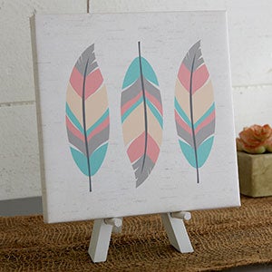 Feathers Personalized 8x8 Baby Boho Canvas Print