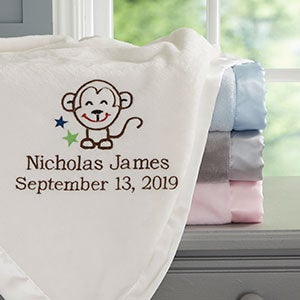 Monkey Personalized Baby Blanket