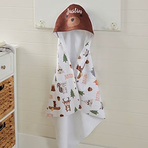 Woodland Adventure Bear Personalized Hooded Towel