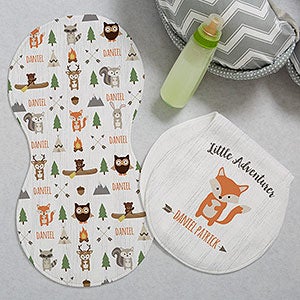 Woodland Adventure Fox Personalized Burp Cloths