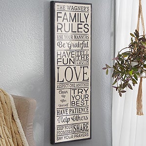 Family Rules Personalized Canvas Print - 12x36 - 20626