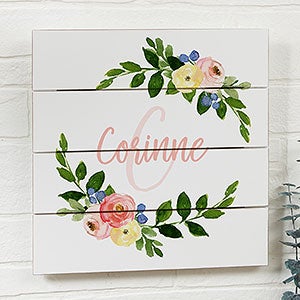 Floral Baby 10x10 Personalized Wooden Shiplap Sign