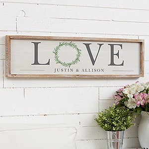 LOVE Wreath Personalized Barnwood Frame Wall Art