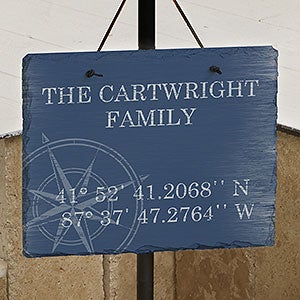 Latitude & Longitude Sign Personalized Slate Plaque