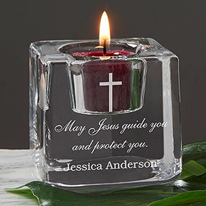 Personalized Votive Candle Holder - Cross Ice Cube