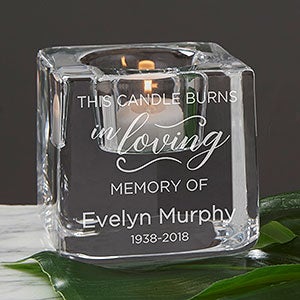 Orrefors Engraved Memorial Votive Candle Holder