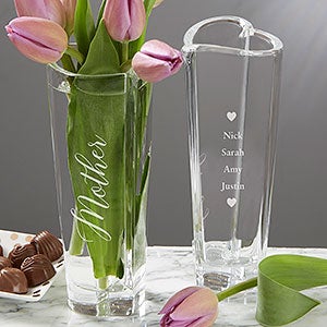 Engraved Orrefors Crystal Vase For Mom