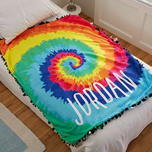 Tie-Dye Fun Personalized Fleece Tie Blanket