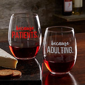 Personalized Coworker Stemless Wine Glass - I Drink Because