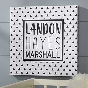 Black & White 12x12 Personalized Baby Canvas Print