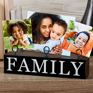 Family Photo Clip Holder Wood Block