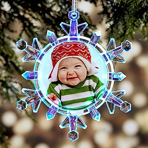 Snowflake Photo Light Up Christmas Ornament