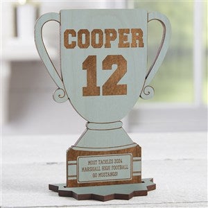 Your'e The Champion Personalized Blue Stain Wood Trophy Keepsake