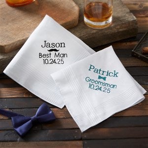 Groomsmen Embroidered Mens Handkerchief