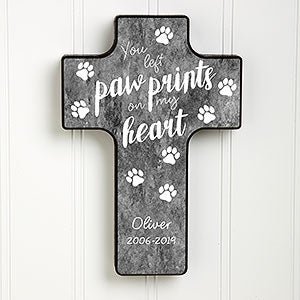 Paw Prints On My Heart Personalized 7-inch Wall Cross