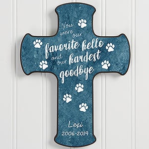 Paw Prints On My Heart Personalized 9.5-inch Wall Cross