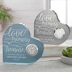 Personalized Heart Shaped Clock Memorial Gift