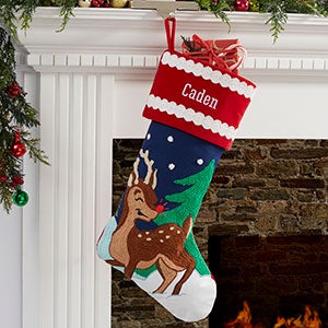 Joyful Reindeer Personalized Christmas Stocking