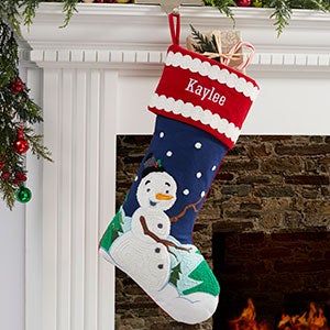 Joyful Snowman Personalized Christmas Stocking