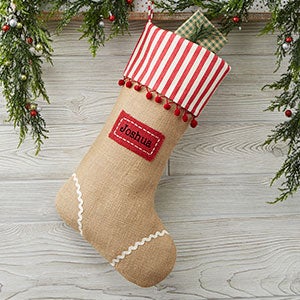 Personalized Burlap Christmas Stocking