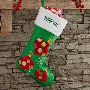 Festive Ornament Personalized Christmas Stocking