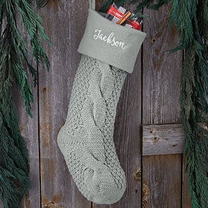 Grey Cozy Cable Knit Personalized Christmas Stocking