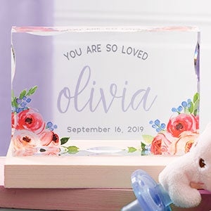 Personalized Acrylic Baby Keepsake - Floral Baby