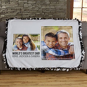 Two Photo Collage Personalized 50x60 Tie Blanket For Him