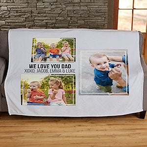 Three Photo Collage Personalized 60x80 Fleece Blanket For Him