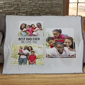 Three Photo Collage Personalized Woven Throw For Him