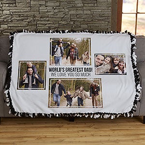 Four Photo Collage Personalized 50x60 Tie Blanket For Him