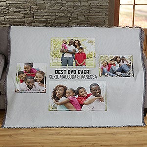 Four Photo Collage Personalized Woven Throw For Him