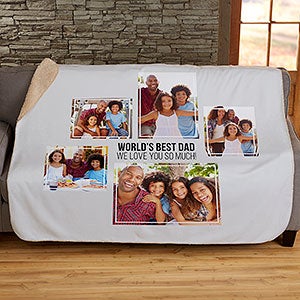 Five Photo Collage Personalized 50x60 Sherpa Blanket