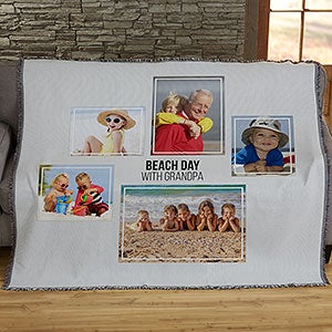 Five Photo Collage Personalized Woven Throw