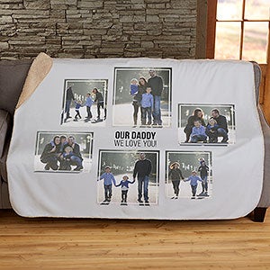 Six Photo Collage Personalized 50x60 Sherpa Blanket