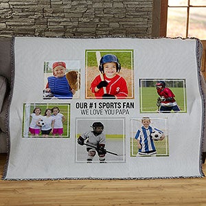 Six Photo Collage Personalized Woven Throw For Him