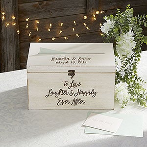 Ever After Personalized Wedding Wood Card Box