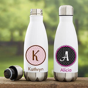 Polka Dot Monogram 12 oz Insulated Water Bottle